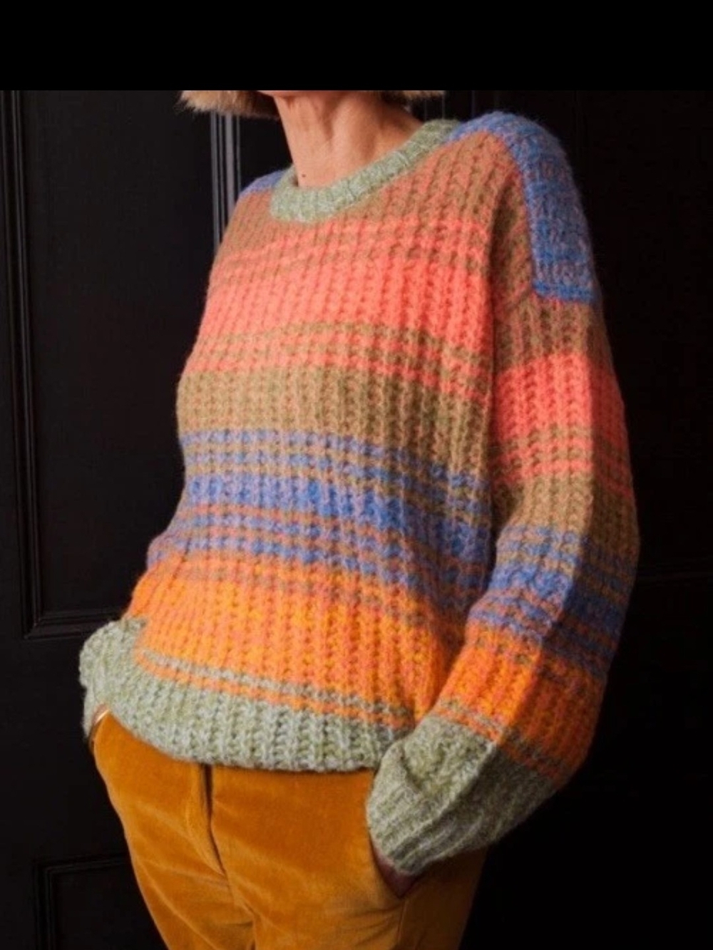 Velvet by Graham & Spencer RAVEN Stripe Knit 89% Alpaca